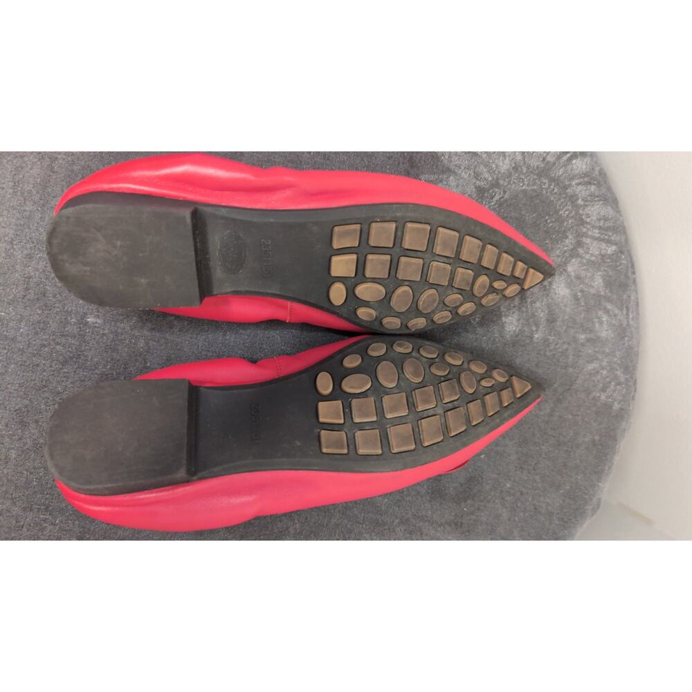 Carolina Herrera Red Leather Ballet Flats CH Logo Designer Shoes 7.5 - Picture 6 of 8
